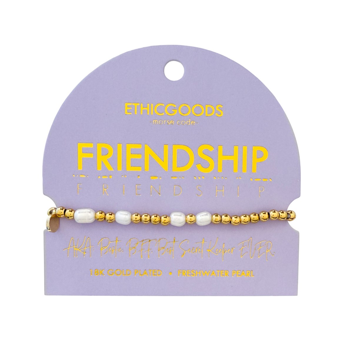 Morse Code Pearl & Gold Waterproof Beaded Bracelet | FRIENDSHIP – Shop ...