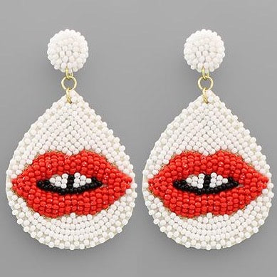 Beaded Jewelry Watermelon Seed Bead Earrings Paparazzi Lips Beaded